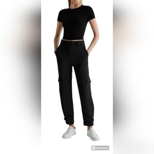 Super high waist satin cargo